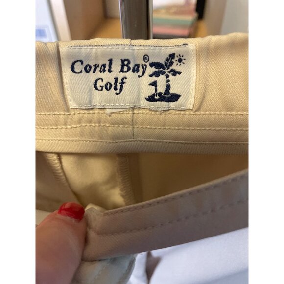 Coral Bay Golf Tan Flat Front Elastic Back Shorts Sz S - Picture 5 of 9